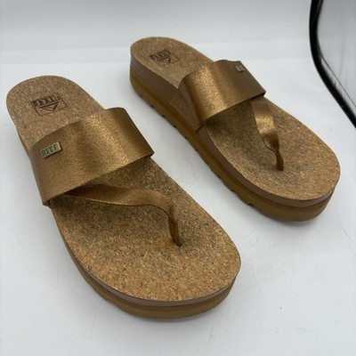 Reef Shoes Womens Size 11 Cushion Sol Hi Platform Sandals Bronze Slide