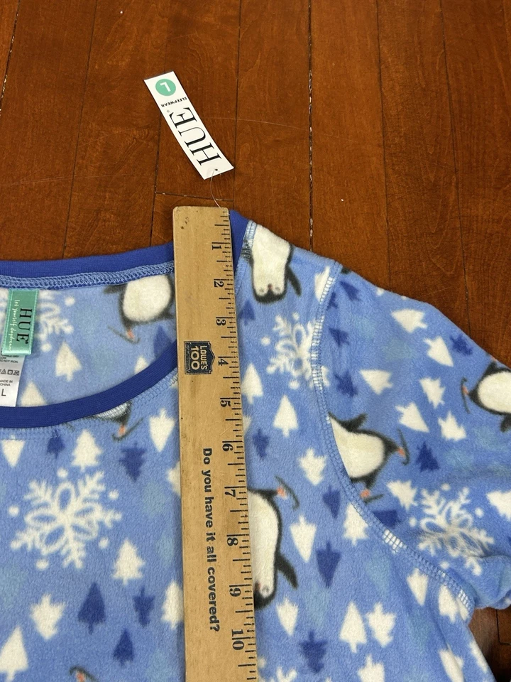 Оттенок женщин большой длинным рукавом сна рубашка пижамы синий флис пингвины новый - Изображение 2 из 4