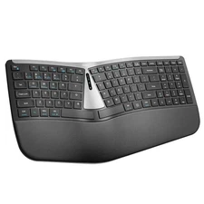 Nulea RT07B Wireless Ergonomic Split Keyboard Bluetooth USB-C Win Mac SILVER BLK