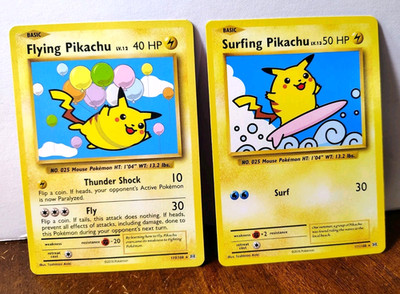 POKEMON FLYING PIKACHU 110/108 & SURFING PIKACHU 111/108 SECRET RARES EVOLUTIONS