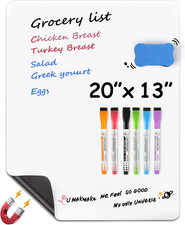 Magnetic Dry Erase Board for Fridge, 20 X 13 Inch, Markers Included