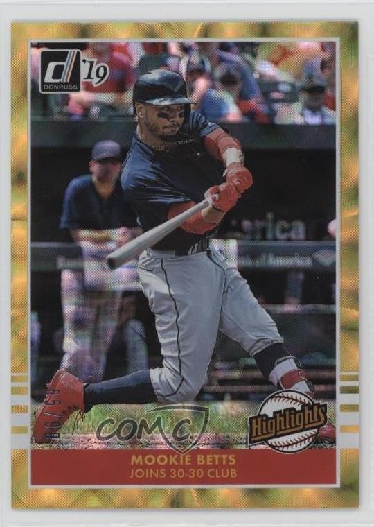 2019 Panini Donruss Highlights Gold 65/99 Mookie Betts #H9 o7m