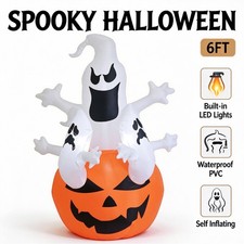 6 FT Halloween Inflatable Lights Pumpkin Ghost Outdoor Decorations Blow up Yard