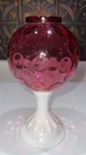 Fenton Cranberry Coin Dot Pedestal Ivy Ball/Bubble Fairy Lamp  9”