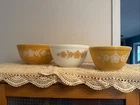 Set Of3 Pyrex Vintage Butterfly Gold &white Cinderella Nesting Bowl  401 402 403