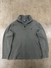 Vintage Polo Ralph Lauren Sweater Mens M Gray/Green Quarter Zip Pullover Pony