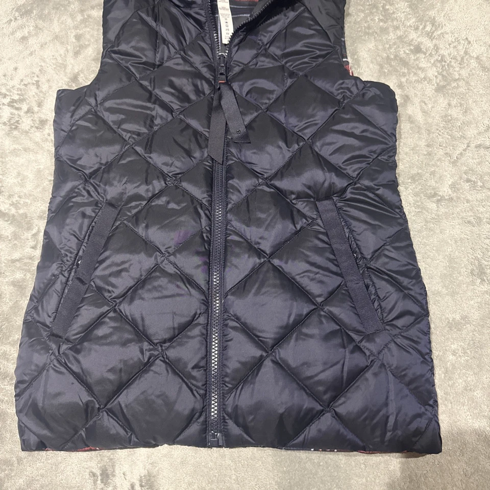 Lululemon The Fluffiest Vest Womens Sz 4 Reversible Navy Blue Plaid Goose Down - Image 3 of 4