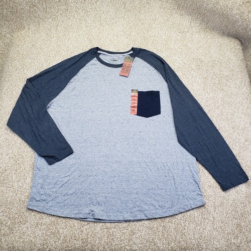 T Shirt Long Raglan Sleeve Pocket Blue 