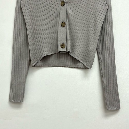 ATM Anthony Thomas Melillo Short Rib-Knit Silk-Cotton V-Neck Crop Cardigan XS - Picture 10 of 12
