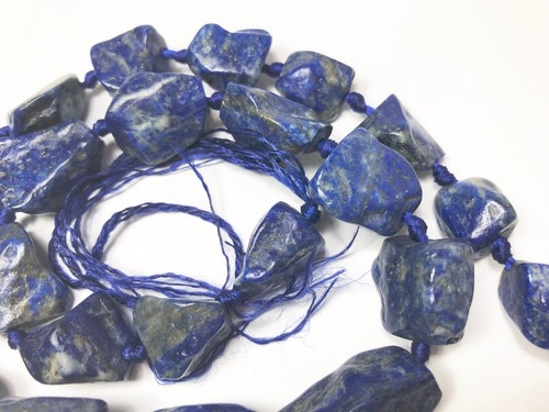 16.5' Natural Blue matte finish nugget Lazuli Lazulite with Gold Pyrite L541 - Picture 6 of 7