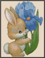 Bunny with Iris Counted Cross Stitch Chart #42-108 
