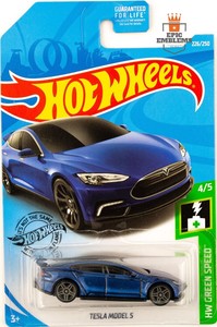 Details About Hot Wheels 226 Tesla Model S Blue 45 Hw Green Speed 2019