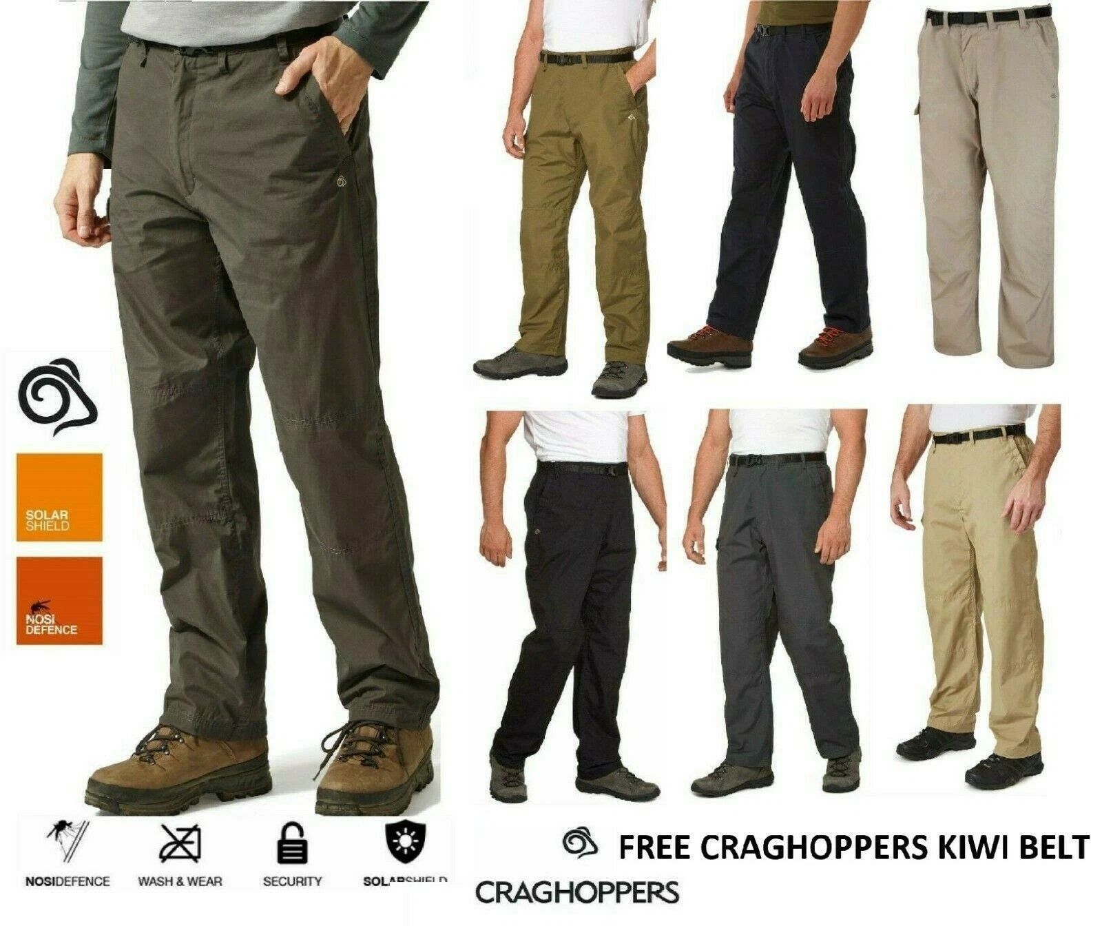 Craghoppers Mens Kiwi Classic Walking Trekking Casual Trouser 30-44" (CMJ100)
Opens in a new window