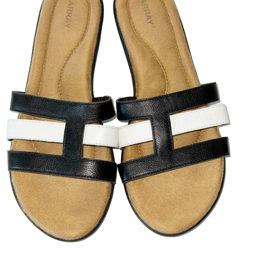 Sandalias acolchadas ARRAY Sarasota de cuero negro/blanco talla 9 Foto 4 de 4