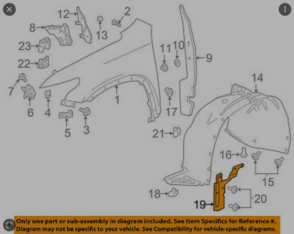 OEM NEW 18-20 GM Chevrolet Traverse Sport Driver Side Fender Deflector 84175573 - Image 4 of 4