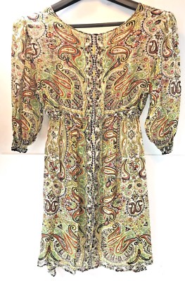 YASB YOU ARE SO BEAUTIFUL SHEER SILK DRESS TUNIC 3/4 SLEEVE WOMEN'S 1X  EUC 