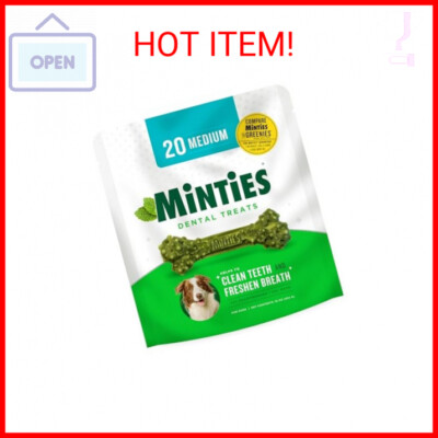 Minties Dental Chews for Dogs, 20 Count, Vet-Recommended Mint