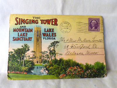 1935 Booklet 18 Color Views Singing Tower Mountain Lake Sanctuaty Lake Wales FL