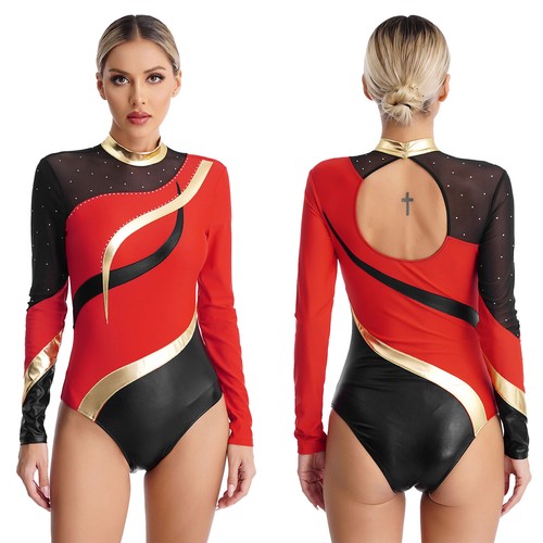 Women Lyrical Dance Performance Gymnastic Leotard Workout Ballet Dancing Unitard - Picture 4 of 52