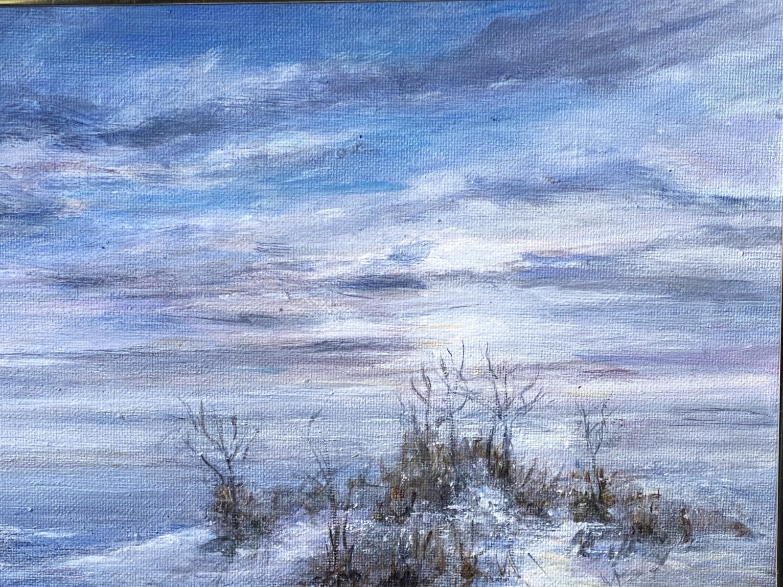 Vintage Acrylic On Board "Snow Dusted Sparkle" By Carol Leslie, Signed & Framed!