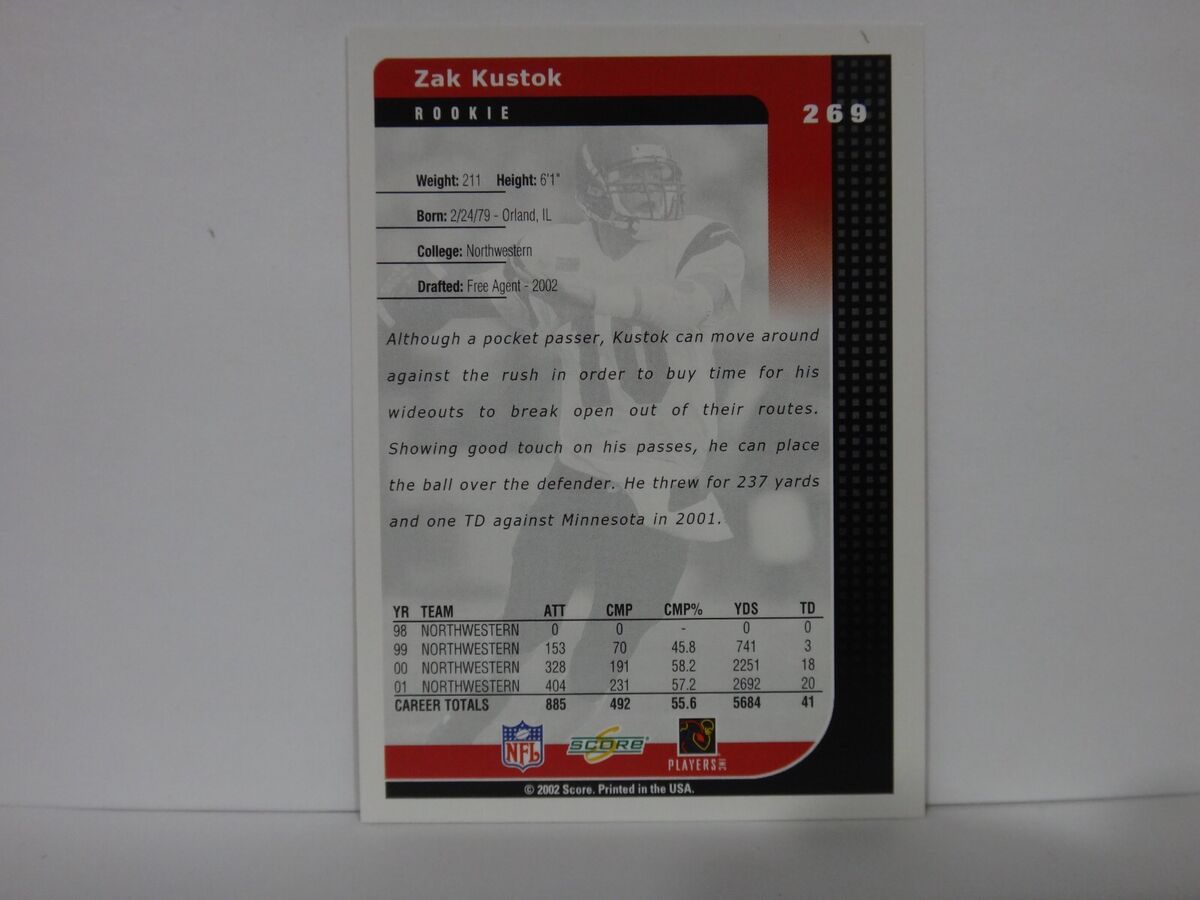 2002 Score Zak Kustok #269 Rookie RC | eBay 2002 Score Zak Kustok #269 Rookie RC | eBay