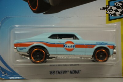 2018 Hot Wheels 68 Chevy Nova SS Gulf HW Speed Graphics Light Blue
