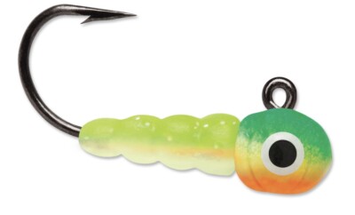 2 packs VMC Larvae Ice Fishing Jig 1/50 OZ Green Orange Glow