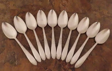 National Silver King Edward Set of 10 Teaspoons Spoon Silverplate Flatware Lot N