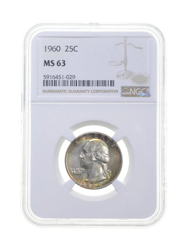 MS63 1960 Washington Quarter - Graded NGC Rainbow Toned *4420
