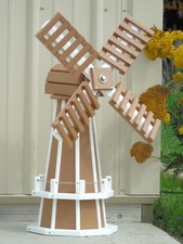 30" Poly Lumber Dutch Windmill (Cedar with White trim) Lawn and Garden Windmill