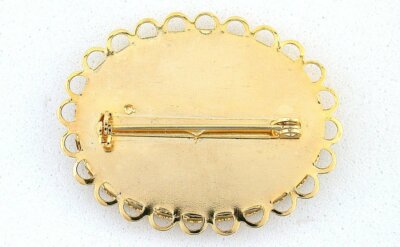 Cabochon Monture Pour Broche - 40mm X 30mm - Pierre Précieuse Plaqué Or - Pour Création Bijoux