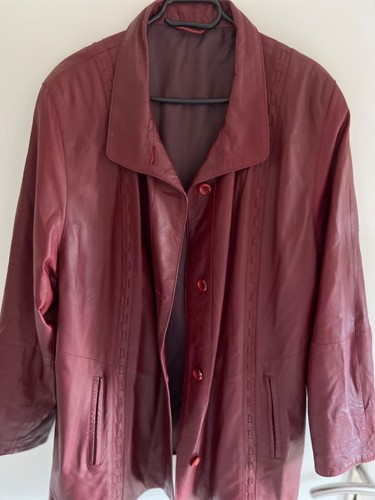 LEDER Jacke, Mantel, schön leicht und weich, wie 44, kaum getragen, Bordeaux Rot - Bild 3 von 5