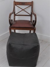 Premium Quality Faux Leather Bean Bag-Cube Cross Stitch Design Brown-PRE FILLED