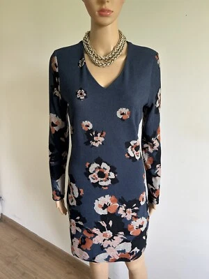 Robe pull bleue marine et fleurie Palme taille S/M TBE - Photo 1/4