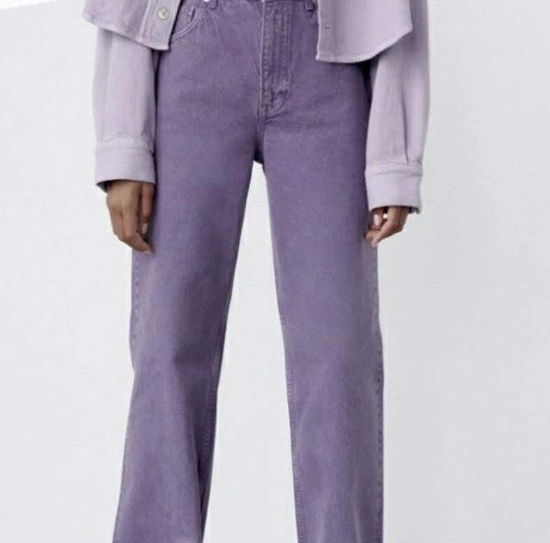 zara purple wide leg jeans
