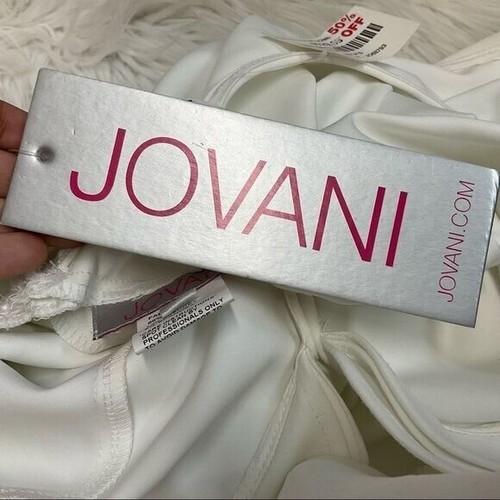 NEW JOVANI 68793 ivory ruffle V neck evening gown dress 6 - Picture 10 of 14