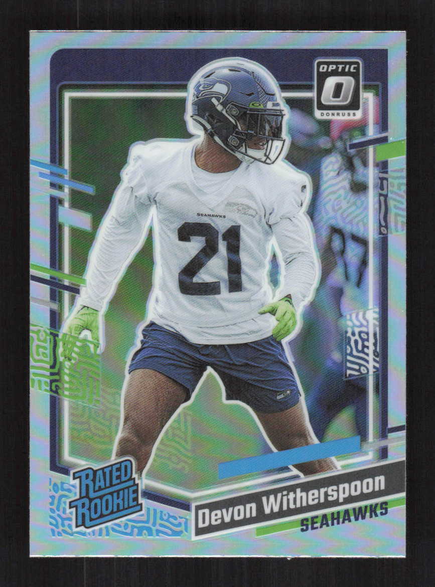 Devon Witherspoon 2023 Donruss Optic Preview Holo Silver Seahawks Rookie #389