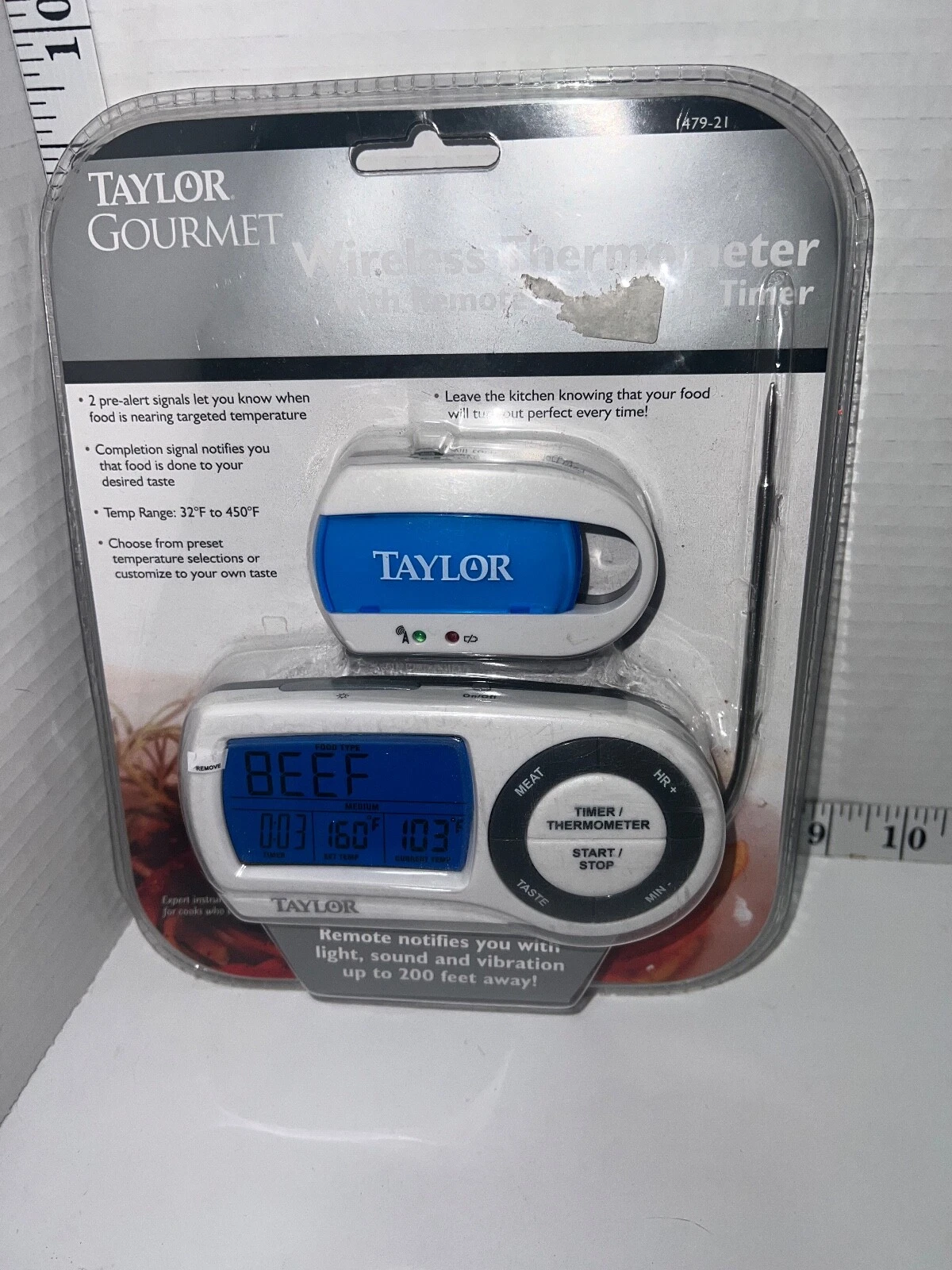 Taylor Gourmet Wireless Thermometer — New in damaged package