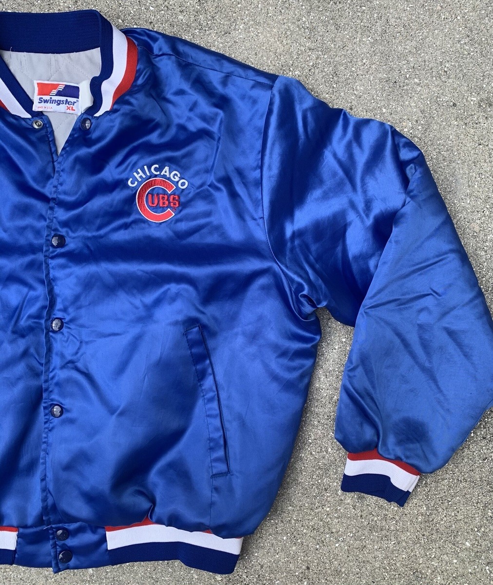 Vintage 80s Chicago Cubs Mens XL Swingster Satin Bomber Jacket 90s