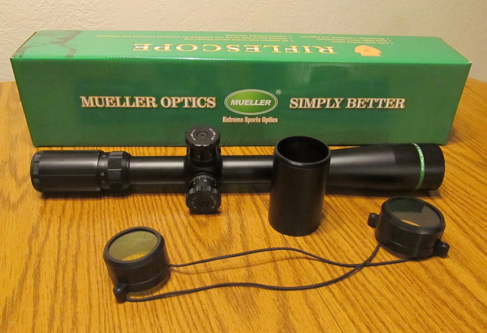 laser rifle scope Mueller Tactical 832x 44mm Side Focus Mil Dot