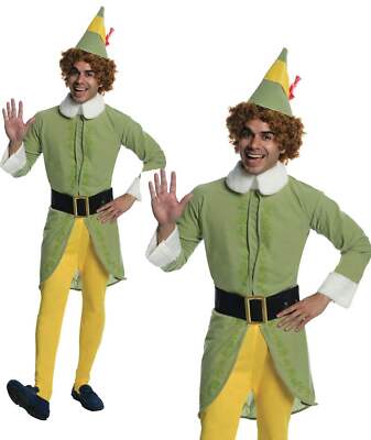 Buddy The Elf Costume Mens Christmas Movie Elves Fancy Dress
