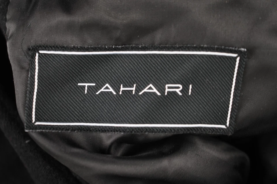 Abrigo negro con cuello abotonado Tahari para hombre talla 44L Foto 4 de 4
