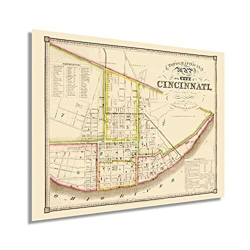 1841 Cincinnati Ohio Map - History Map of Cincinnati Ohio Wall Art Poster Print - Picture 1 of 26