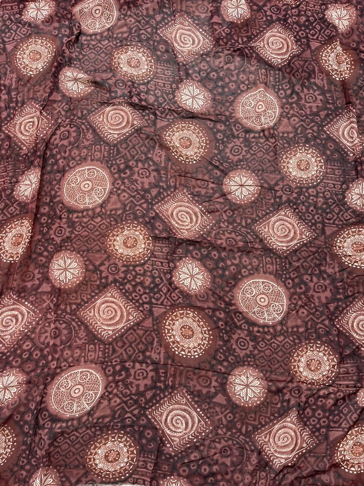 Viscose Krepp Chiffon Ornamente Braun Creme 3,00  Mtr x 1,50 Breit - Bild 2 von 2