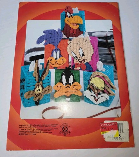 Leisure Arts Looney Tunes The Gangs All Here Tissue Box Covers Plastic Canvas Bk - Picture 3 of 5