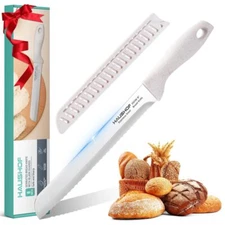 HAUSHOF Bread Knife w/Sheath 8-inch Serrated Bread Knife Stainless Steel Cutters