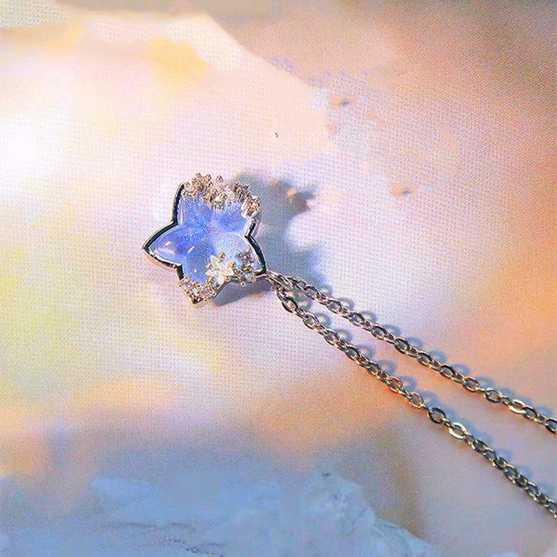 Crystal Star Pendant 925 Sterling Silver Chain Necklace Crystal Star Pendant 925 Sterling Silver Chain Necklace
