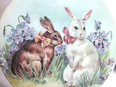 10'' Pedestal Cake Plate/Stand*Easter/Spring*Bunny Rabbits/Hares*Grace s Teaware
