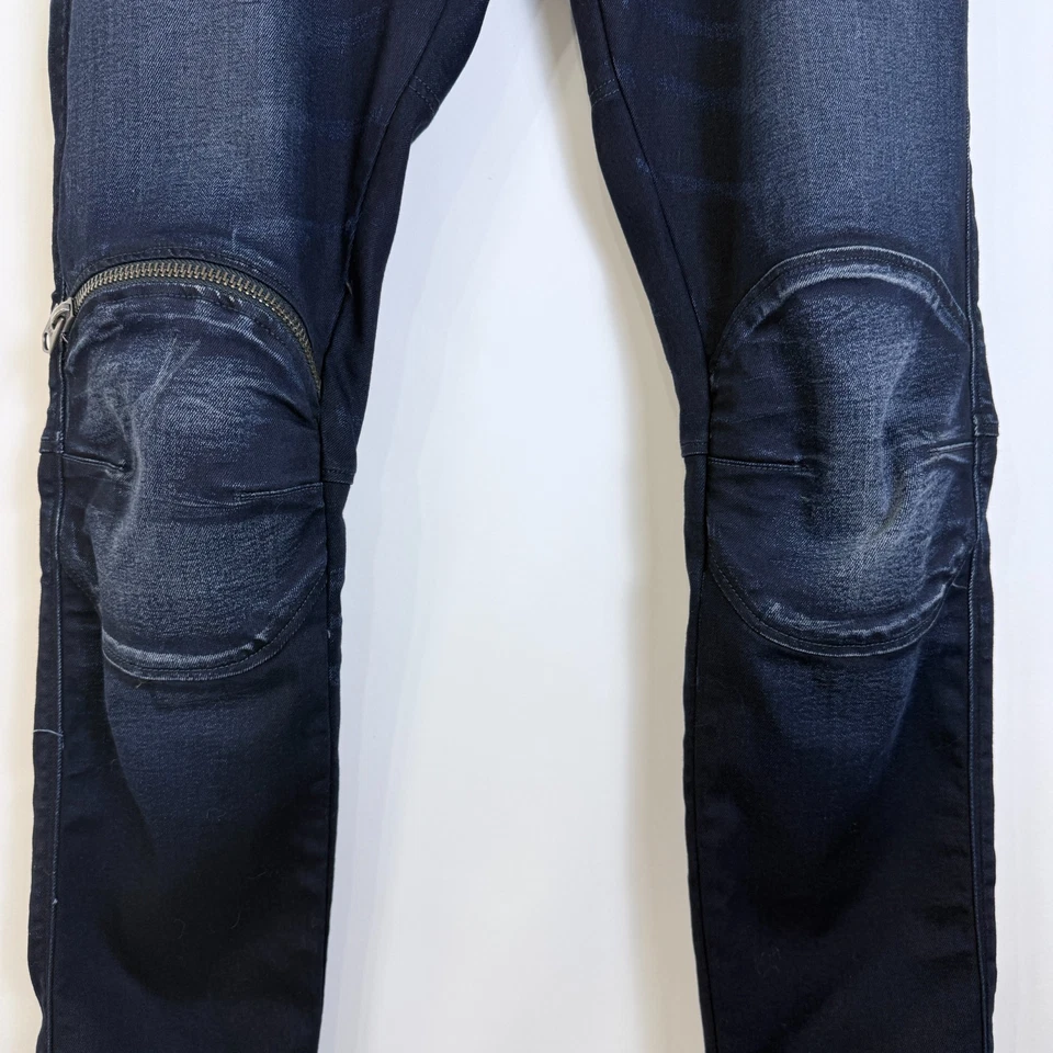 G Star Raw 5620 3D Zip Knee Jeans Mens 34x32 Blue Dark Wash Stretch Skinny Moto - Image 3 of 4