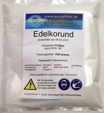 220er Edelkorund Al&sup2;O&sup3; 99,81%, Beutel mit 1 kg Strahlmittel, Nagelneu!